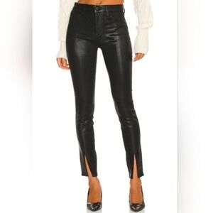 L'Agence Jyothi High Rise Split Ankle Jeans in Noir Black Size 24 Coated Denim